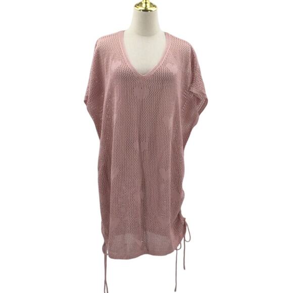 BLOOMCHIC 14-16 1X Plus Pink Heart Pattern Textured Swim Cover Up NWT B97 - Picture 3 of 9